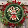 Classic Christmas Wooden Sign with Candy Canes Pattern - Navidad Round Sign for Front Door, Wall Hanging Decor - Ideal Christmas Gift