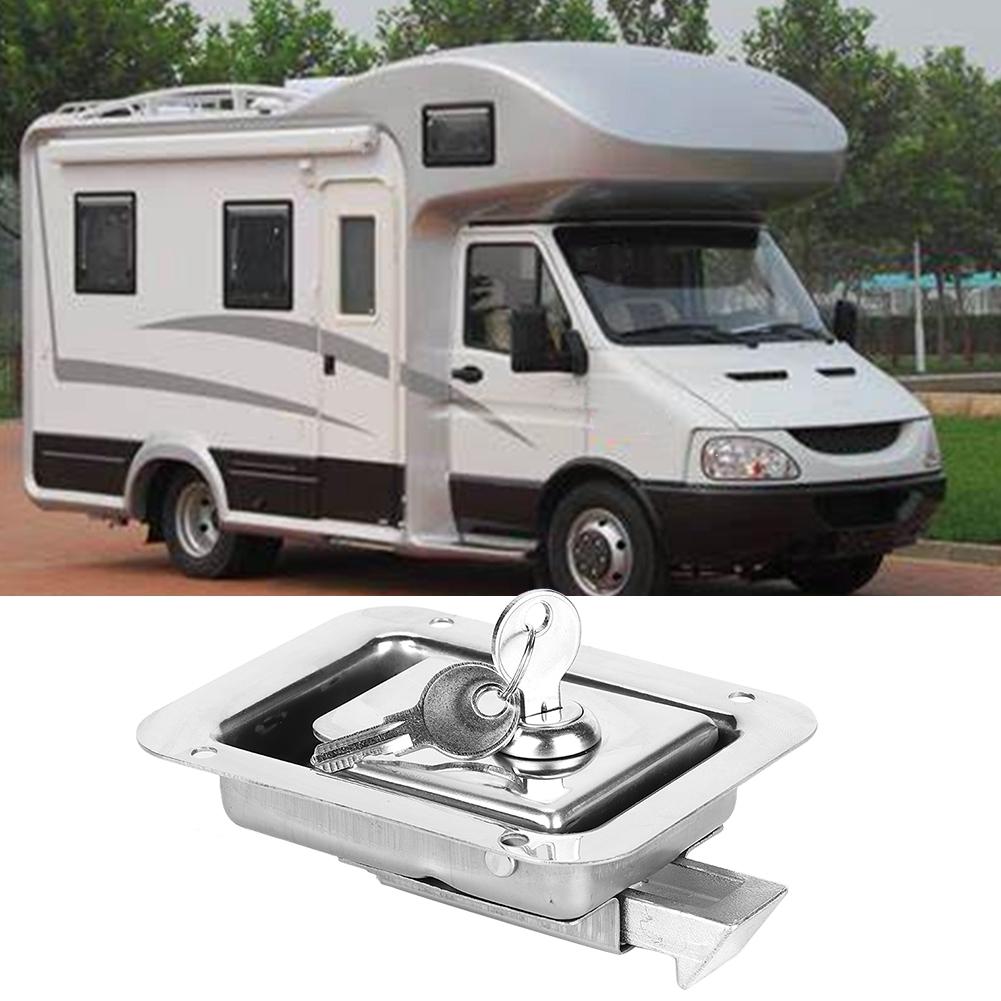 1 Pair Car Entry Stainless Steel Door Lock Latch Handle with Keys for RV Truck Toolbox