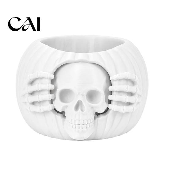 Autumn Desktop Decor Accessories Halloween Skull Pumpkin Pen Holder, Gothic Decorative Pencil Cup, Spooky Desk Organizer for Party Home Unique