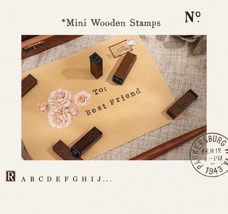70-Piece Retro Wooden Stamp Set: Uppercase, Lowercase, Numbers, Cursive & Standard
