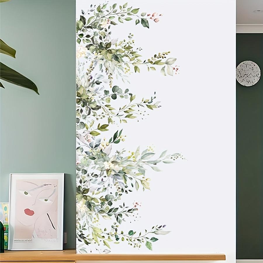 2pcs Removable Wall Stickers Plant Vine Flower Green Leaf Self-Adhesive Decorative Decal for Home Living Room Bedroom Background