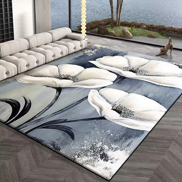 Modern Carpet Living Room 3D Flower Pattern Print Floor Mat Large  Bedroom Cloakroom Non-slip Rug Sofa Coffee Table Mat Washable