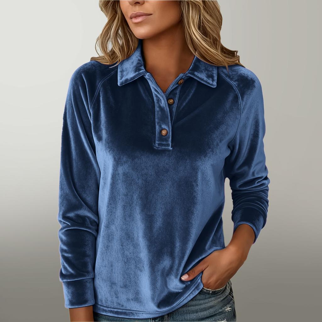 Women's Asymmetrical Long Sleeved Collar Shirt Top