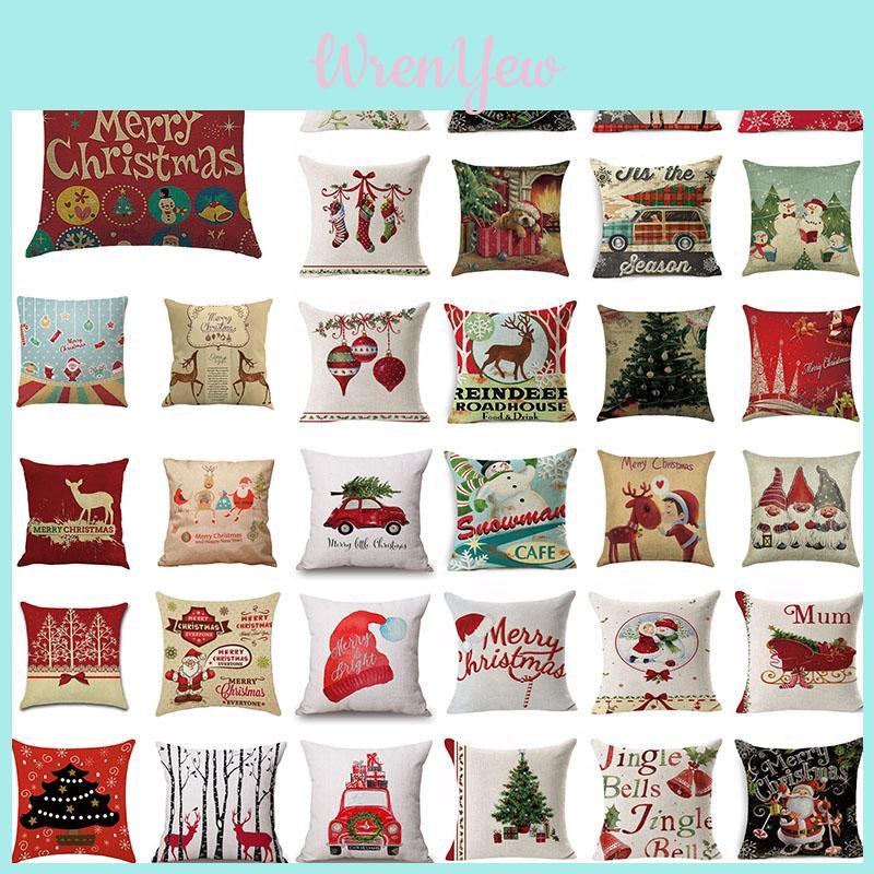 Beautifully Crafted Christmas Xmas Linen Cushion Cover Perfect For Holiday Home Decor