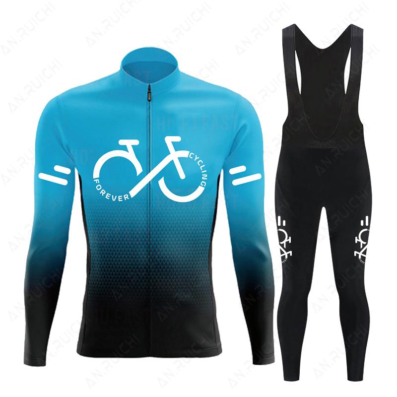 Fluorescent Color  Long Sleeve Cycling Clothing MTB Bike Uniform Maillot Ropa Ciclismo Men Bicycle Wear 2026 Autumn Breathable Cycling Suit Set