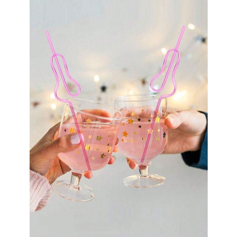 Bachelorette Party Decorative Straws Cartoon Art Shape Plastic Straws Reusable Plastic Drinking Straws Sweet Wedding Party