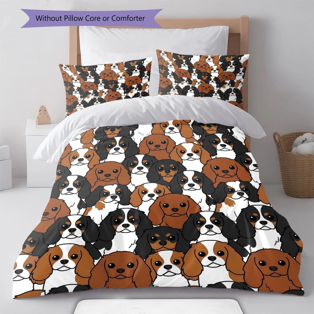 Biancheria da letto con motivo cucciolo cartone animato, Set piumino Copripiumino Federa Regalo di compleanno per la casa (1 * copripiumino + 2 * federa, senza nucleo)