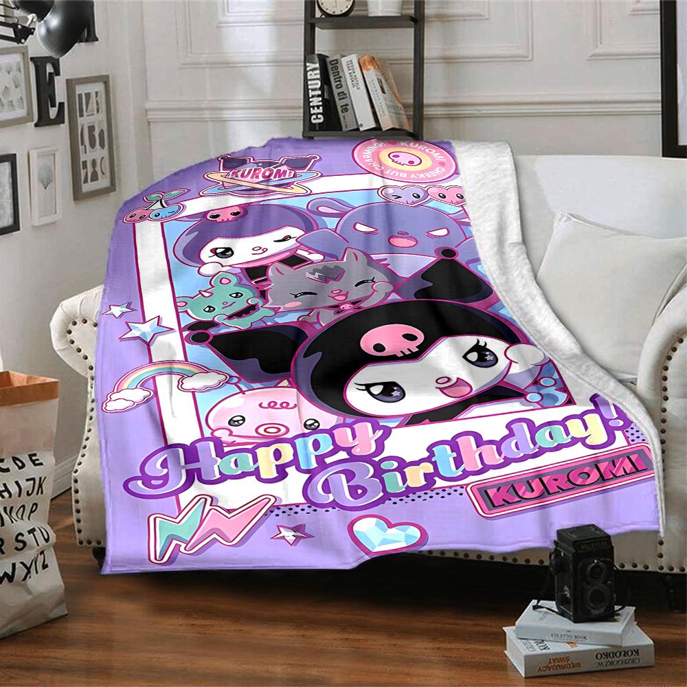1pc Sanrio Kuromi4 Blanket, Gift, for Men and Women, Soft Blanket, Good for Sofa Bed Couch Travel, Lightweight Flannel Blanket