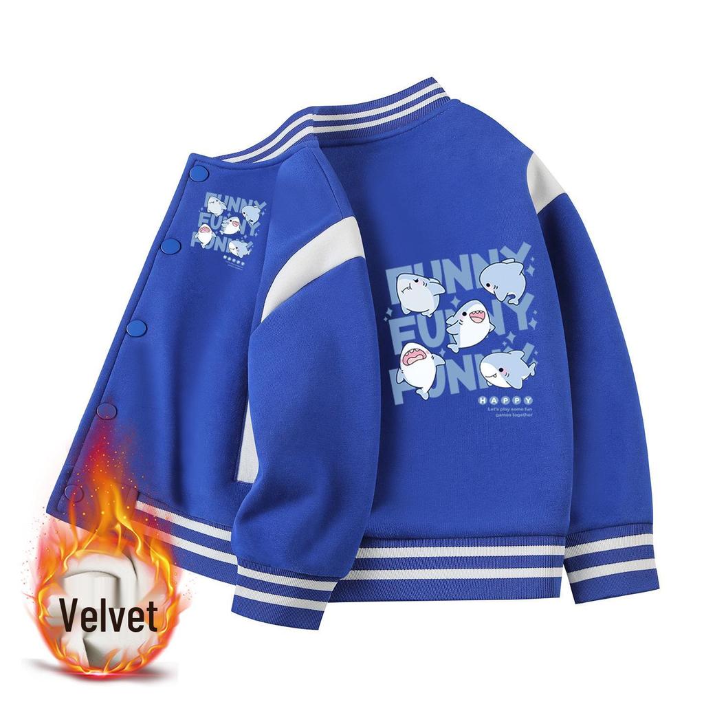 Baseballjacke mit Fleecefutter für Jungen: 2026 Neue Herbst-/Winter-Dicke Warme Lässige Oberbekleidung