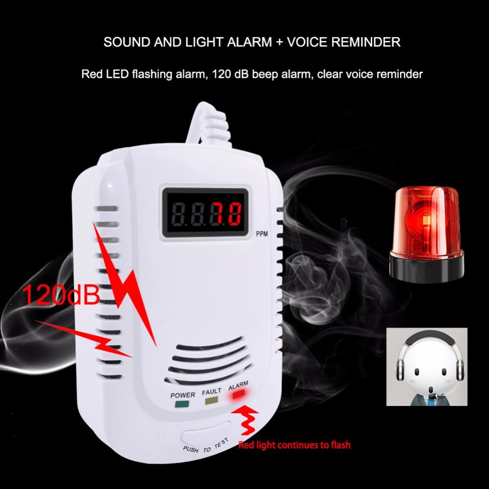 CO and Gas LCD Gas Detector, Home Natural Gas/Methane/Propane/CO Alarm, Leak Sensor Detector with Voice Promp and LED Display