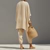 Ladies' Color Casual Lazy Loose Shirt Set