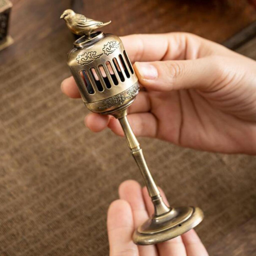 Matel Magpie Hollow Lamp Sandalwood Fragrance Censer Smoking Backflow Incense Holder Tea House Ornaments Study Room Home Decor