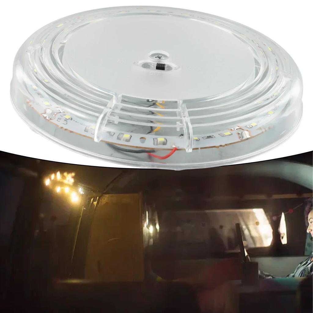 Plastic Dome White Lamp Camper Van Caravan Dome White Lamp Roof Ceiling Interior Light 24LED White Light Reading Light
