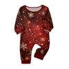 Christmas Printed Family Matching Long Sleeve Neck Loungewear Set for Parents and Kids