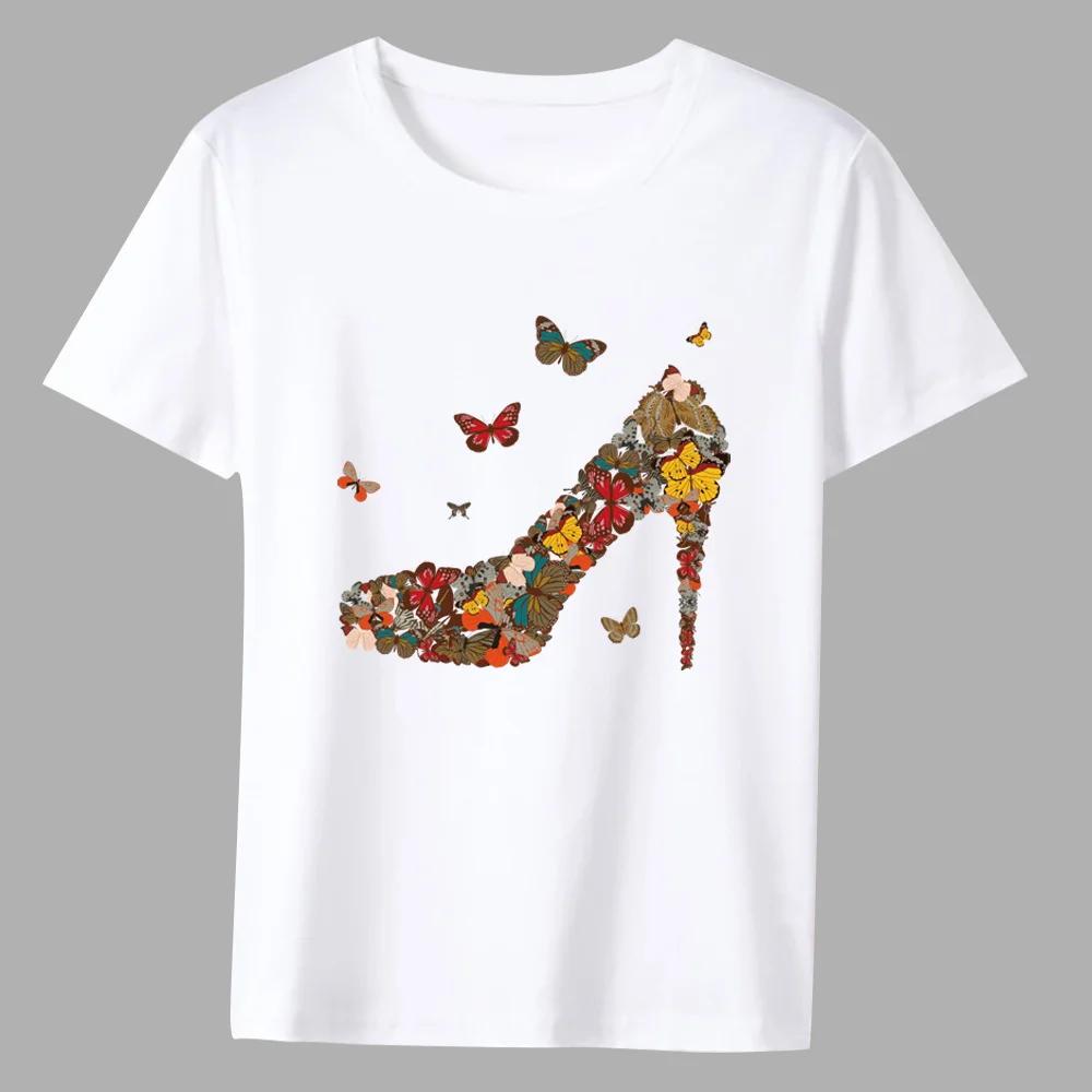 Men's T-shirt Classic Butterfly Print Pattern Series Fashion Casual Simple Round Neck Commuter Wear Comfortable White Men's Top