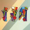 3 Pcs Abstract Face Wood Wall Art Minimalism Face Wall Sculpture Geometric Line Wall Hanging Sign for Living Room Bedroom Bathroom Porch Fence