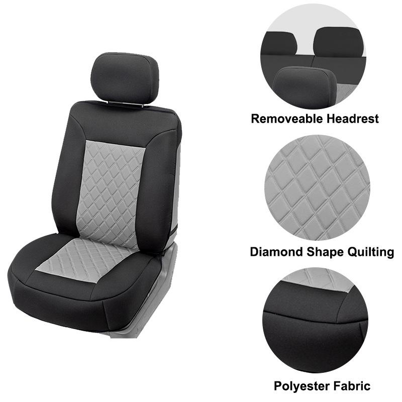 Aicheda 2022 Black Mesh Fabric Car Seat Cover with Grey Diamond Quilting - Universal Four Seasons.