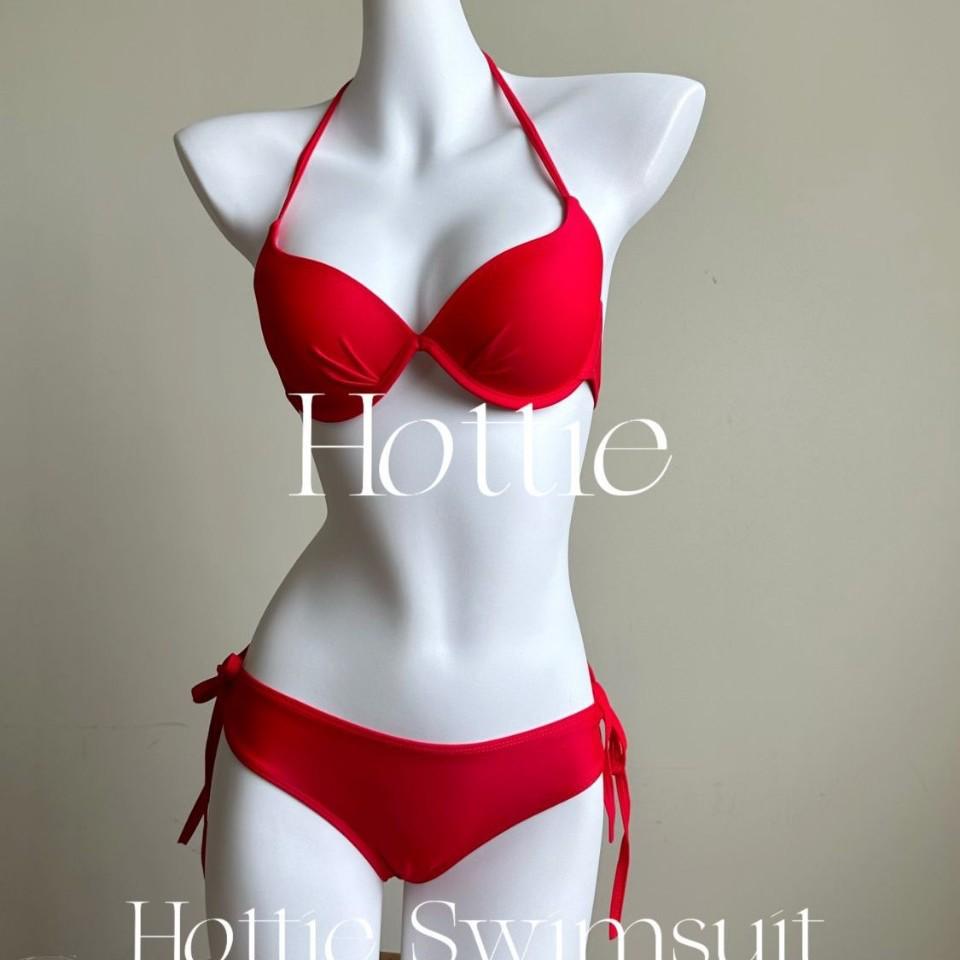 

Сладкий и пикантный красный купальник бикини пуш-ап на косточках для женщин - стиль Pure Desire, для маленькой груди, раздельный дизайн, сексуальный летний купальник. L: 105-120 jin