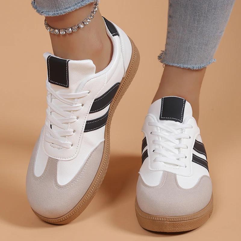 Fashion Lightweight Womens Casual Sneakers Fashion Black White Striped Running Shoes for Woman Comfortable Non Slip Flats Zapatoas Mujer