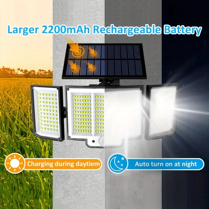 Solarleuchte Außen 190/328/348 LED Integriert Super Hell Bewegungssensor Starke Leistung IP65 Wasserdicht 3 Arbeitsmodi Gartenwandleuchte