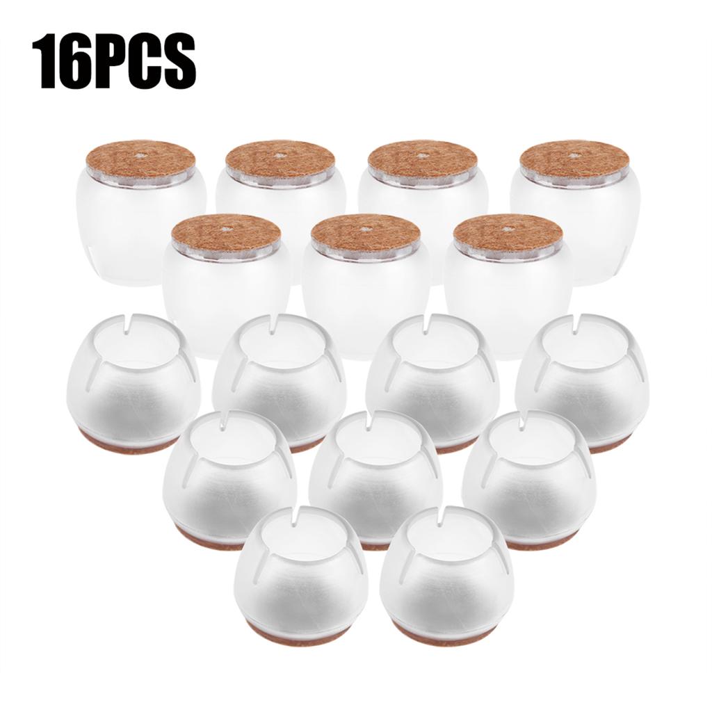 16Pcs Transparent PVC Table Chair Furniture Leg Non Slip Foot Cap Cups Cover Floor Protector