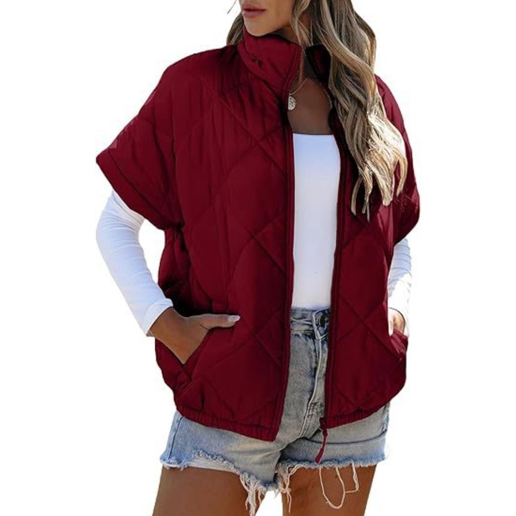 2025 Winter Autumn Women's Casual Padded Jacket with Pockets Zipper Diamond Quilted Warm Outerwear