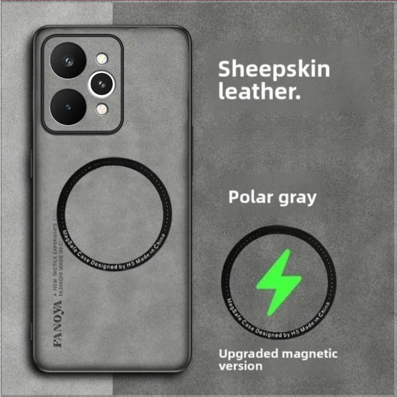 For MagSafe Cases For Realme P4 Power Sheepskin Leather Shockproof Case For Realme P4 Power Magnetic Wireless Charging Cover