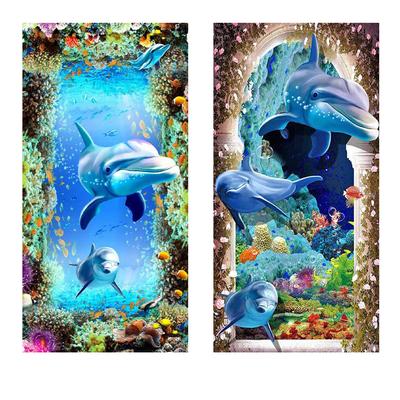 Kits de peinture diamant 5D à faire soi-même, perceuse ronde complète, mosaïque de dauphin, décor mural, strass, artisanat d'art, décoration de maison, cadeau