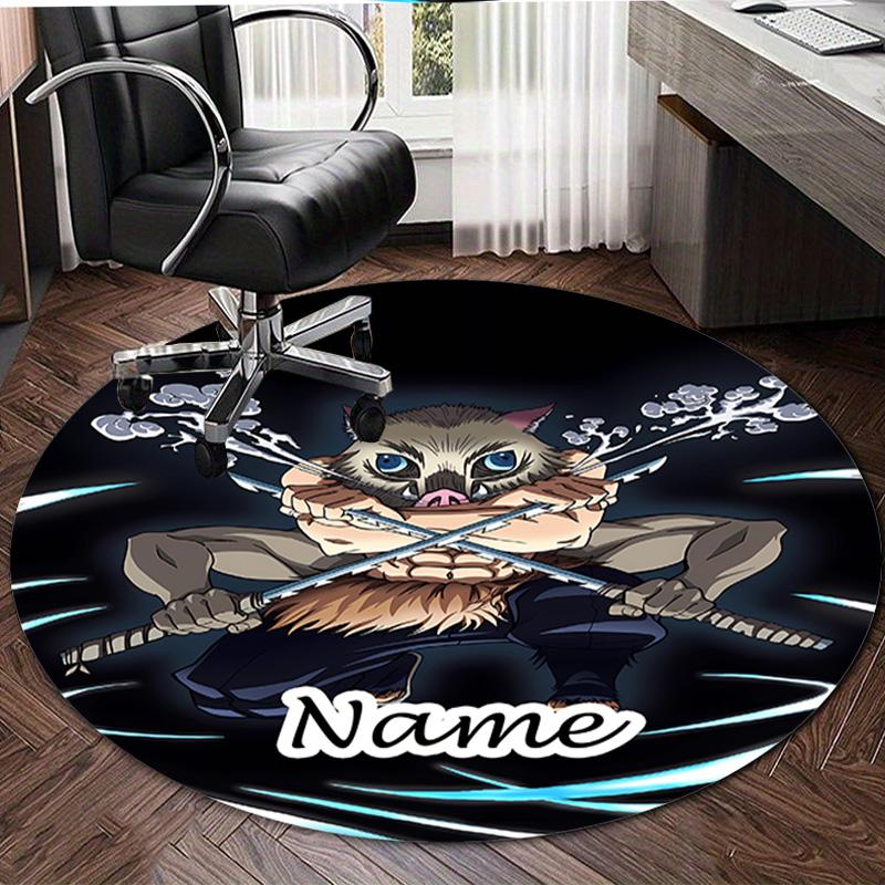 Personalized Demon Slayer Round Chair Office Rug - Perfect for Mat, Office Chair & More - Ideal Gift for Birthdays and Holidays