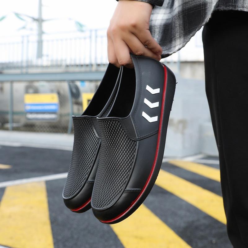 Low-top rain shoes water shoes men's adult warm waterproof shoes light-mouth rubber shoes overshoes non-slip short tube work summer fashion