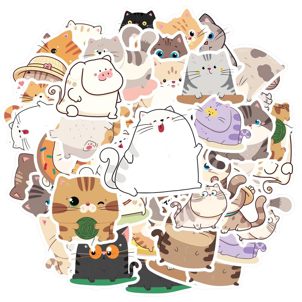 35pcs Playful Animals Stickers Cute Cats Stationery Stickers Cute Stickers For  Laptop Luggage Scrapbook Diary Sticker DIY