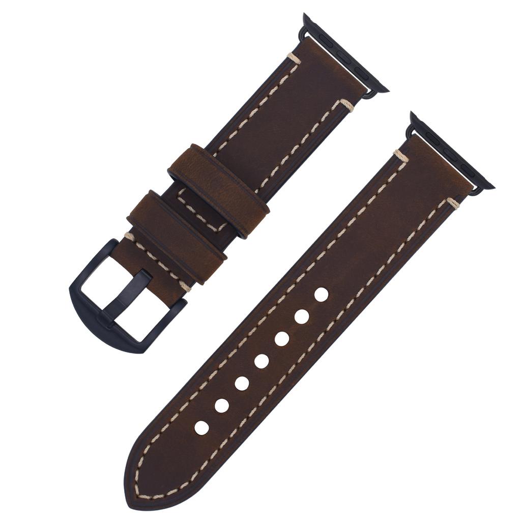 Suitable For Apple S7 Watch Apple Iwatch Strap First Layer Crazy Horse Leather Pin Buckle Watch8 Watch Strap