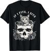 Funny If It Fits I Sits Black Cat with Skull Meme Humor T-Shirt