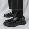 Fashion Lacquer Leather Men's Shoes Trendy Minimalist Black and White Style Fashion Party Daily Office Work Outdoor Street Shoes New
