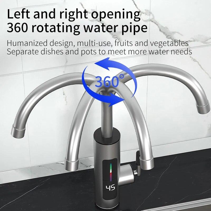 3000W 220V Electric Kitchen Water Heater Tap Instant Hot Stainless Steel Water Faucet Heater Cold Heating Faucet