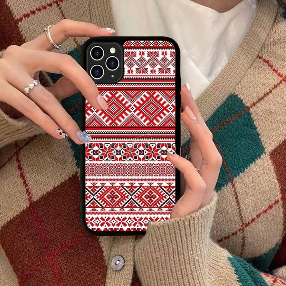 U-Ukraine Ornament Pattern Phone Case Silicone PC+TPU For For IPhone 11 12 13 14 15 16 Plus Pro Max Cover