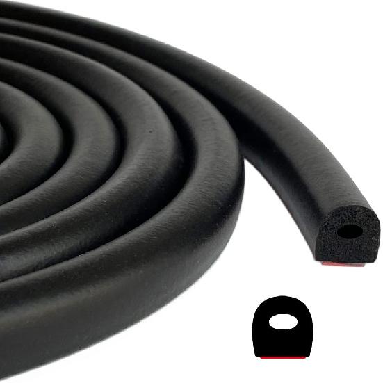 D Shape EPDM Foam Rubber Seal with Tape, Self-Adhesive Rubber Weather Stripping for Boat, Auto, RV, Marine, Garage Doors/Window and More, W:0.5";