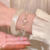 White Crystal Pink Crystal Clover Beaded Bracelet Bracelet Sweet Simple Versatile Jewelry