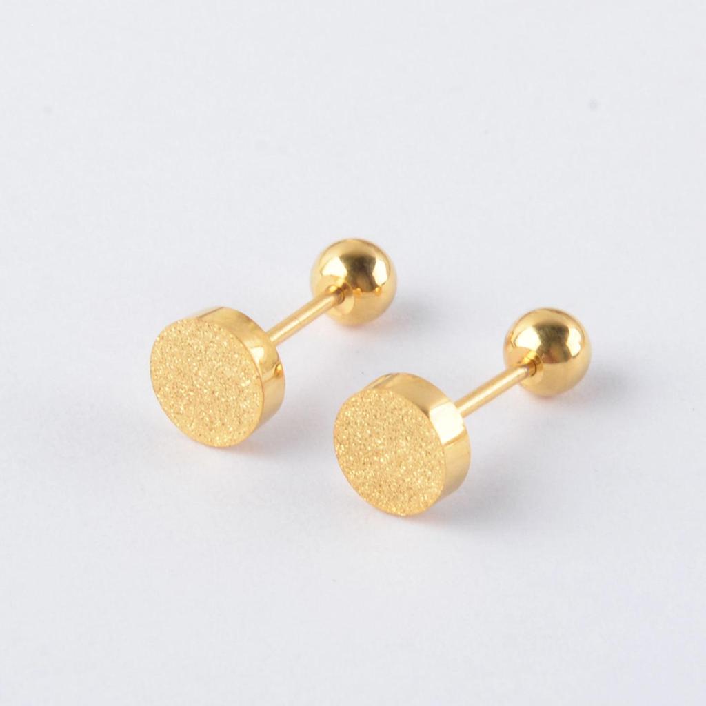 Korean Fashion Titanium Steel Frosted Cartilage Stud Earrings - Non-Fading & Shower-Safe