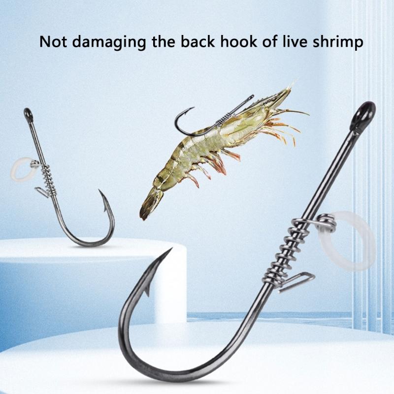 10Pcs/set Fishing Tackle Live Shrimp Fixing Hook with Hole Designs Fishing Live Fish Hook Fishing Hook Barbed Fishhook