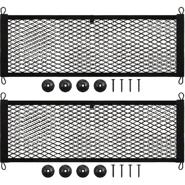 Frienda 2 Pieces Stretchable Small Cargo Net Pocket Storage Mesh Net Elastic Automotive Storage Pouch With 8 Pieces Mounting Screws And Hooks For