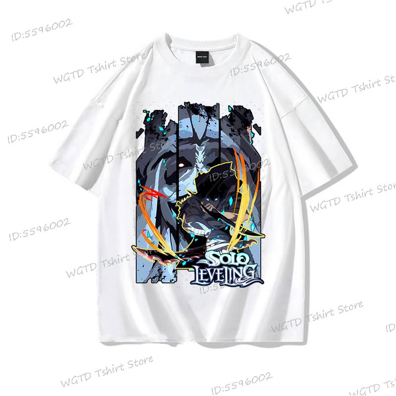 Anime Solo Leveling T Shirt Vintage Sung Jin Woo T-shirts Men Women Cotton Streetwear Short Sleeve Manga Solo Leveling Tops Tees