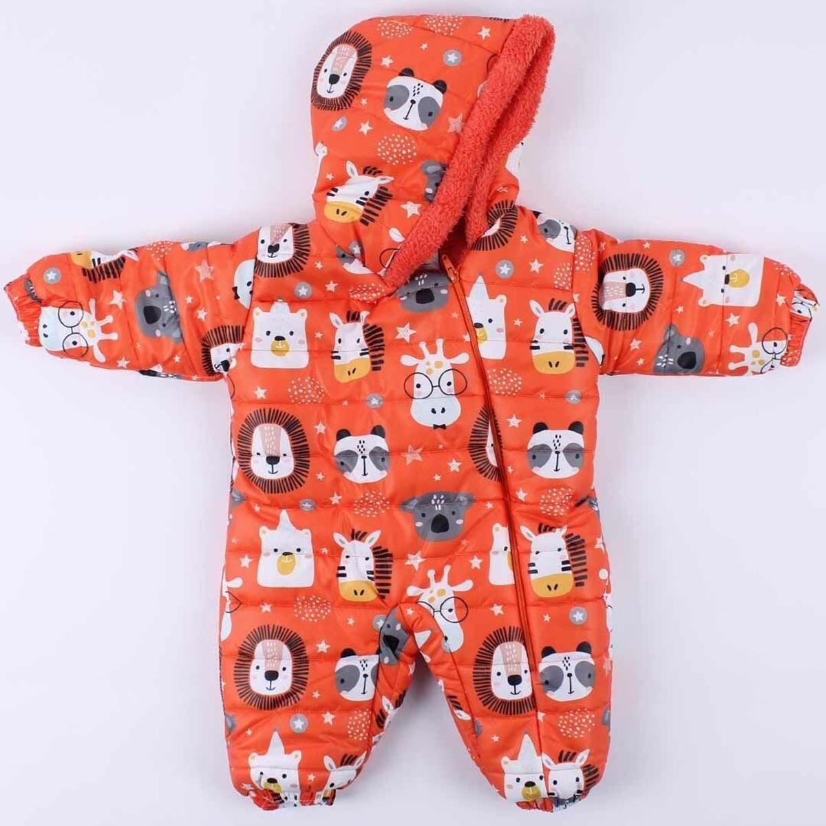 

Baby Girl Orange Bear Patterned Cosmonaut Jumpsuit