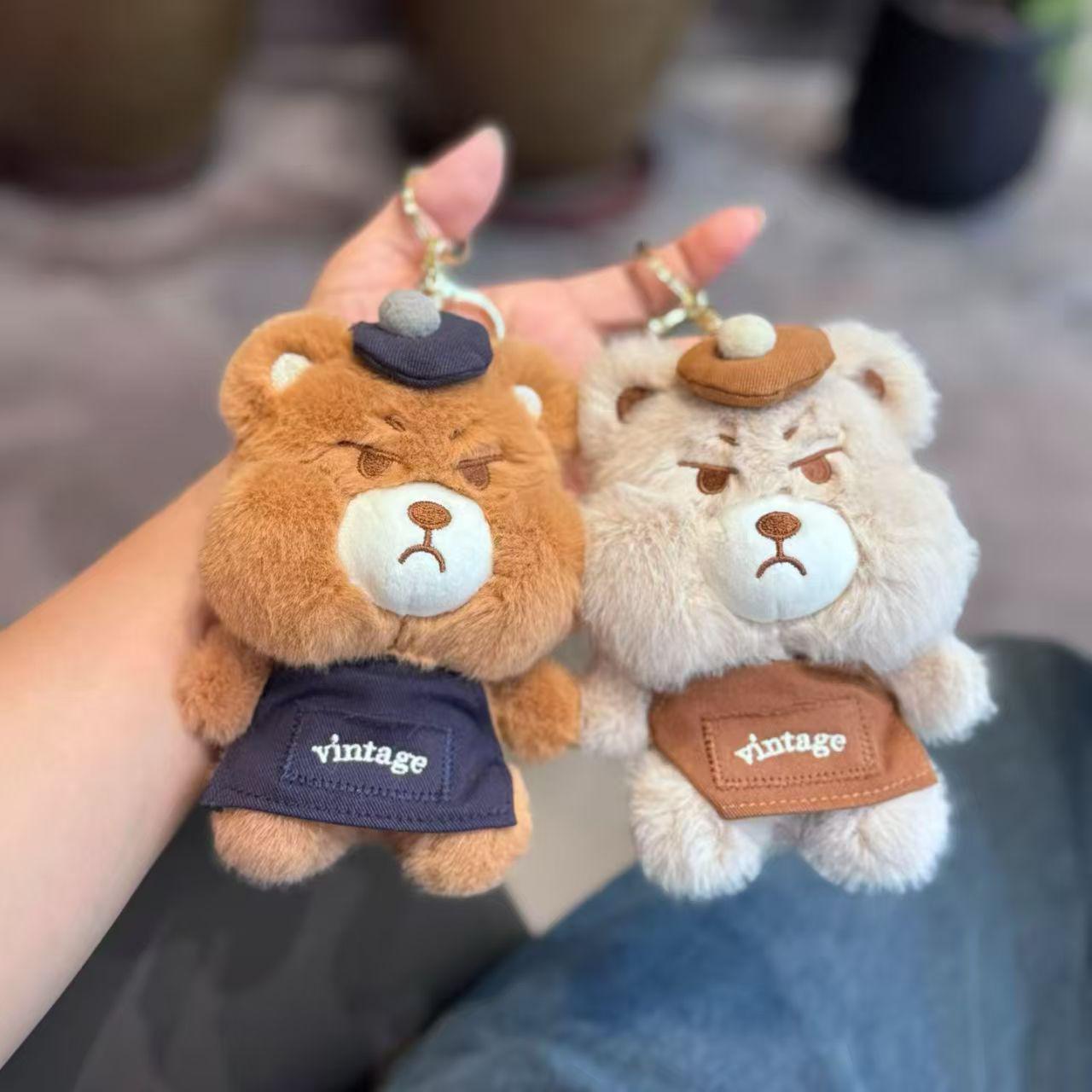 Cartoon Cute Artist Series Plush Bear Keychain - Creative Personality Claw Machine Doll Gift 12 cm