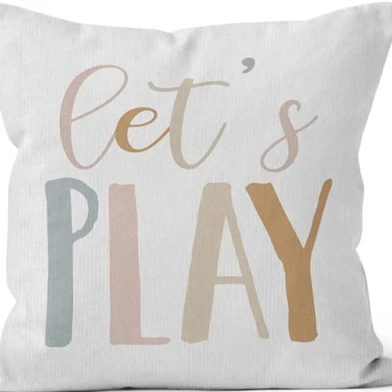 Letter Printt Decorative Pillowcase Throw Cushion Cover Reading Corner Classroom Kids Room Nursery Home Sofa Pillow Covers Decor