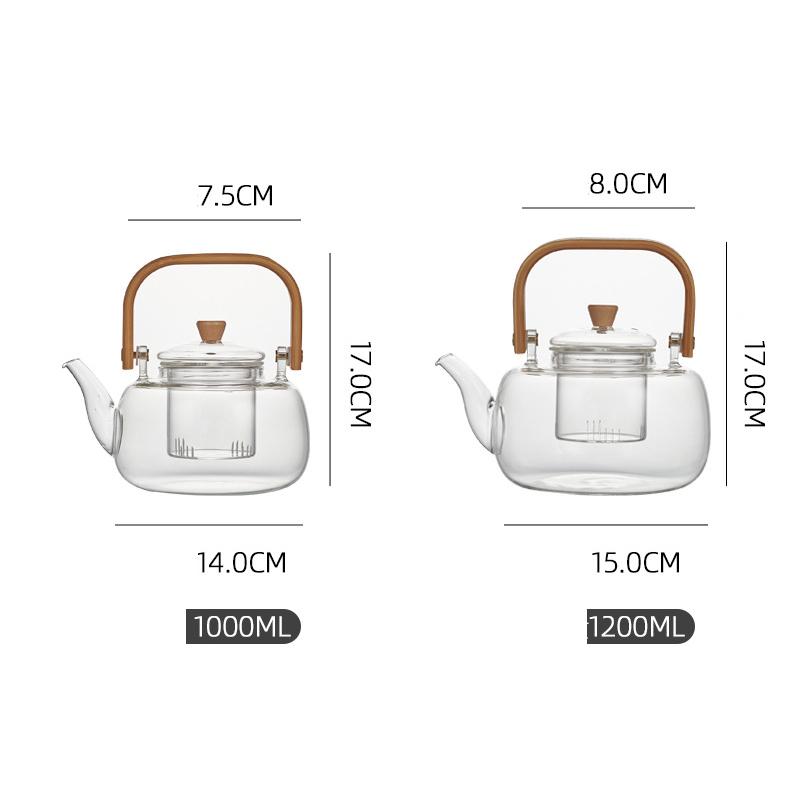 Heat Resistant Glass Teapot with Tea Strainer Infuser Flower Kettle for Electric Ceramic Stoves Kung Fu Teaware for Gas Stoves