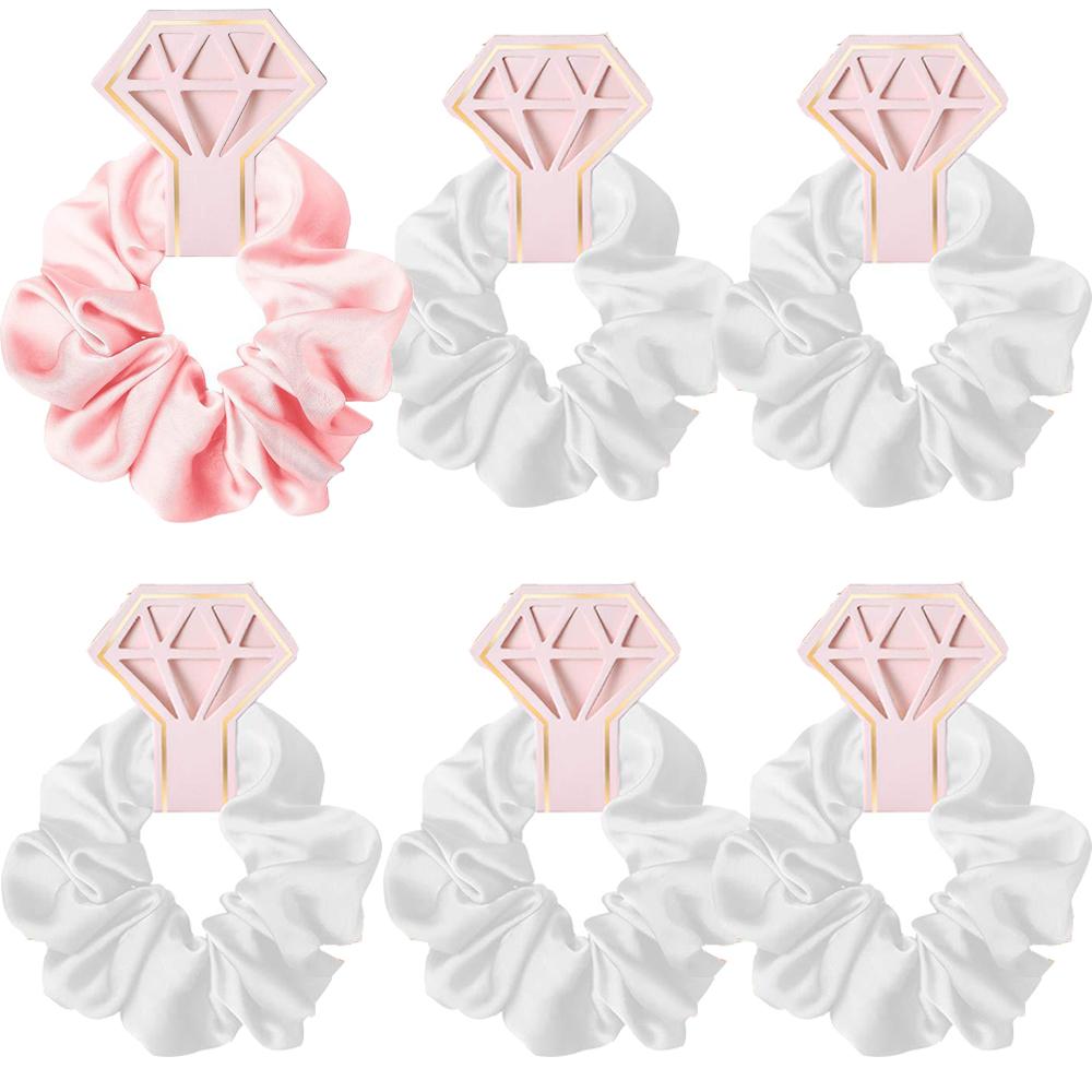 6pcs Satin Scrunchies Girls Elastic Hair Band Ponytail Holder Ties Rubber Bands Bride Bridesmaid Accessories Wedding Supplies