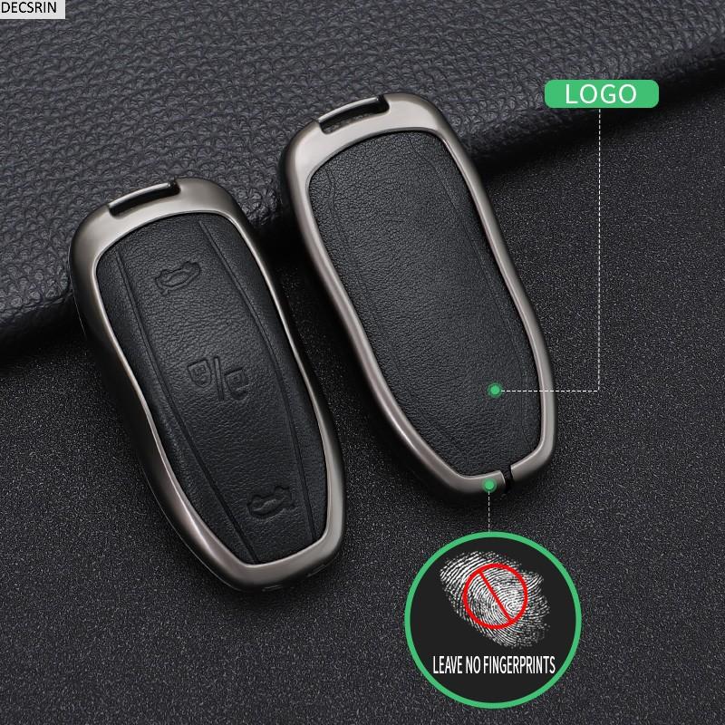 Zinc Alloy+ Leather Car Smart Key Cover Case Shell Fob for Tesla Model 3 Model Y S Key Shell Bag Holder Protector Accessorie