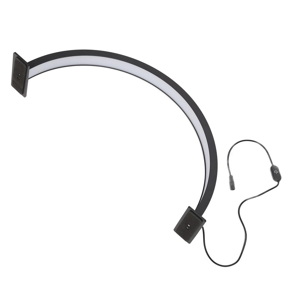 25W Half Moon Desk Lamp 3000K‑6000K 3 Color Dimmable Shadowless Eye Protection Beauty Half Ring Light 100‑240V Black S