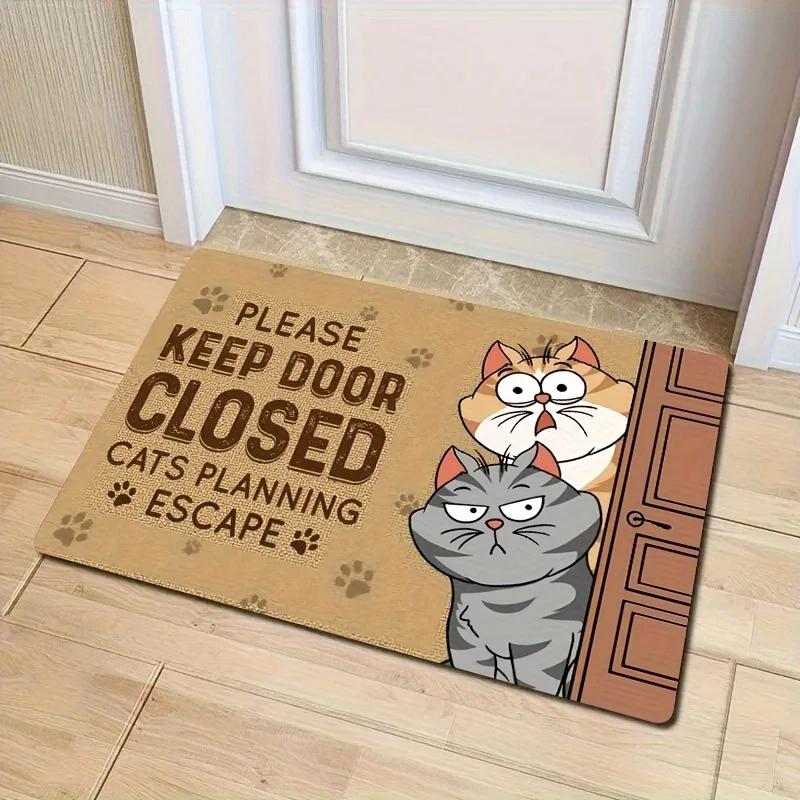 Cartoon Cute Cat Floor Mat for Bedroom, Kitchen, Porch, Entrance, Indoor and Outdoor Welcome Mat, Home Decoration